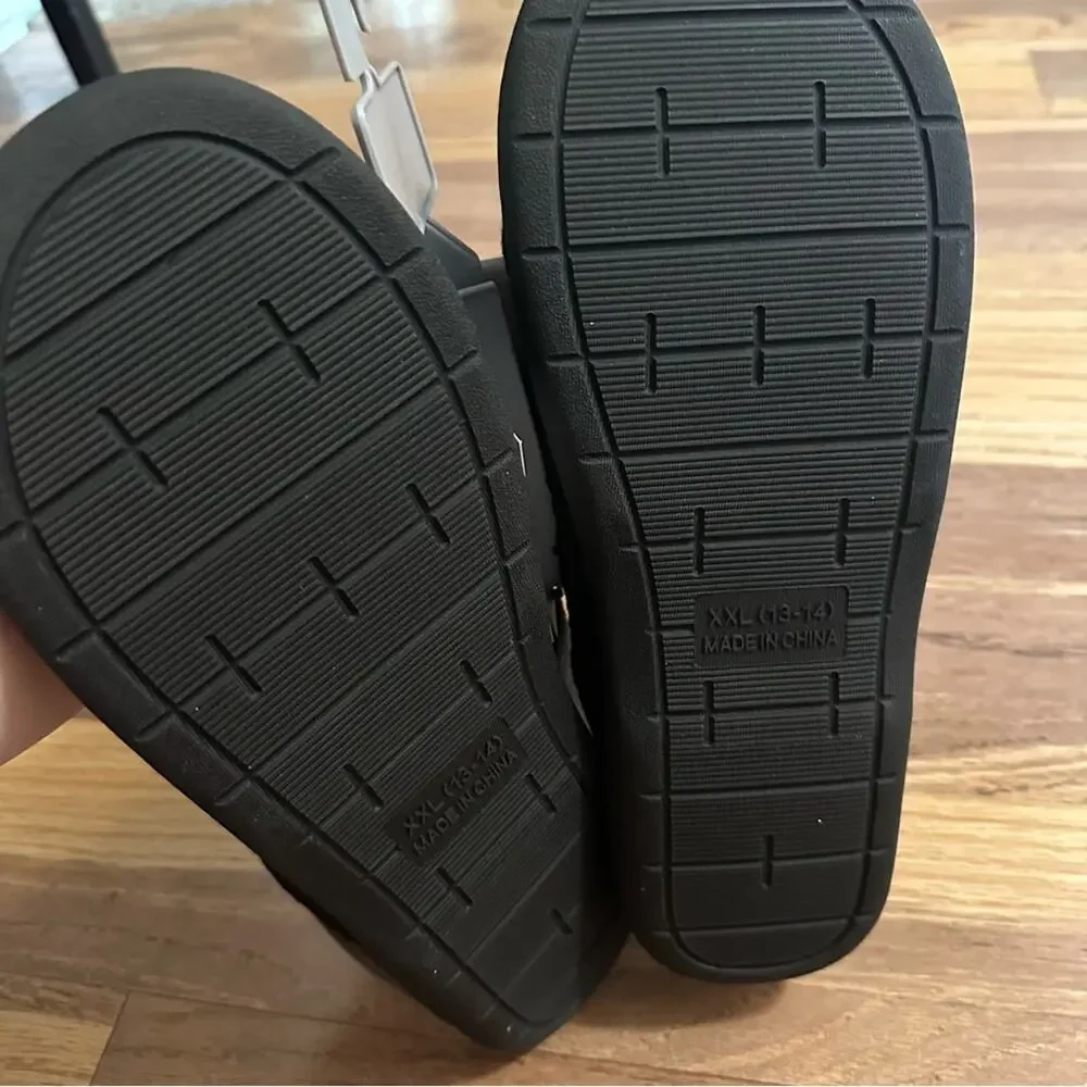 Men’s EZ Feet Memory Foam Slippers, Black and Gray,‎ XXL (13/14)